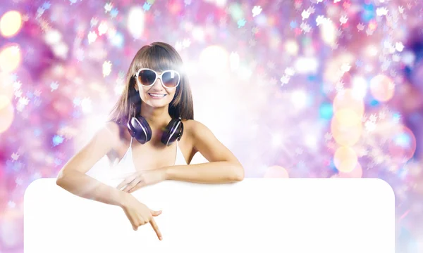 Ragazza con banner — Foto Stock