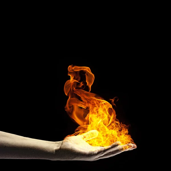 Fire in hand — Stock Photo, Image