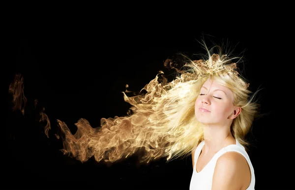 Capelli in fiamme — Foto Stock