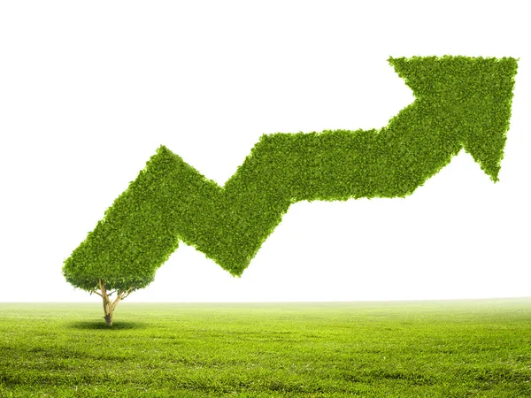 Conceptual image of green plant shaped liked graph — Stock Photo, Image