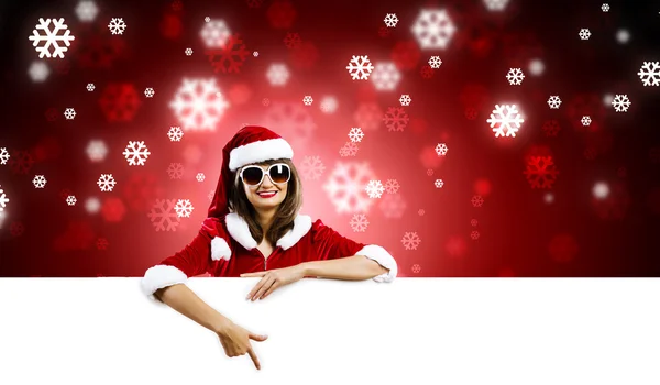 Santa menina com banner — Fotografia de Stock