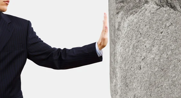 Businessman touch wall — Stock Photo, Image