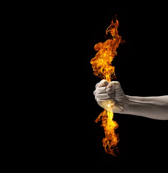 Fuego en la mano — Foto de Stock