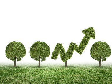 Conceptual image of green plant shaped liked graph clipart