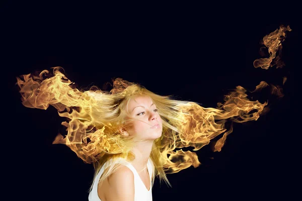 Capelli in fiamme — Foto Stock