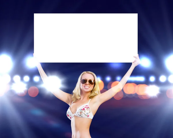 Chica con banner — Foto de Stock