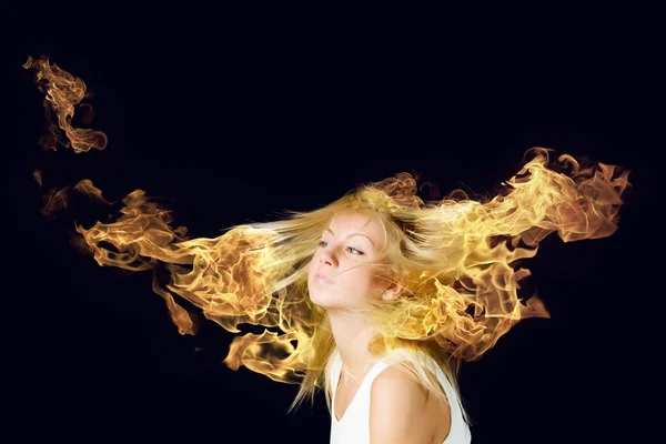 Capelli in fiamme — Foto Stock