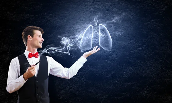 Man smoking pipe — Stock Photo, Image