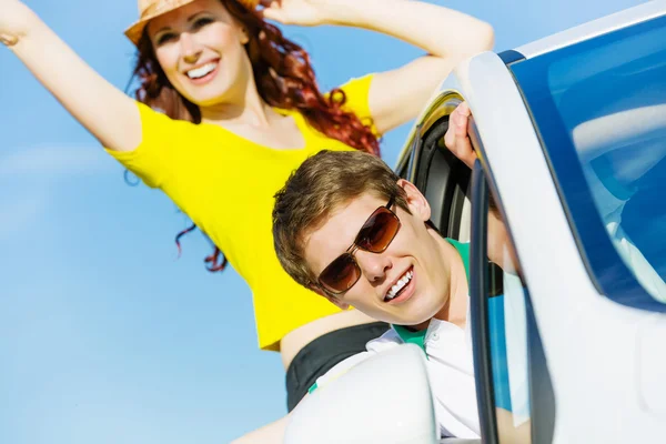 Couple in car — Stock Photo, Image