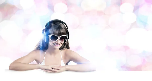 Ragazza con banner — Foto Stock