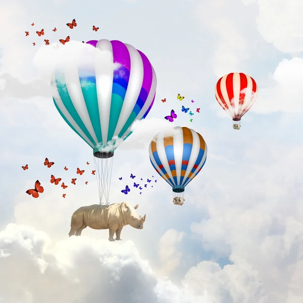 Flying rhino — Stock Photo, Image