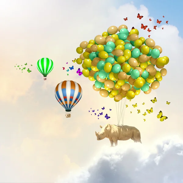 Flying rhino — Stock Photo, Image