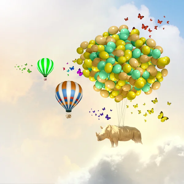 Flying rhino — Stock Photo, Image