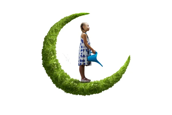 Kid on moon — Stock Photo, Image