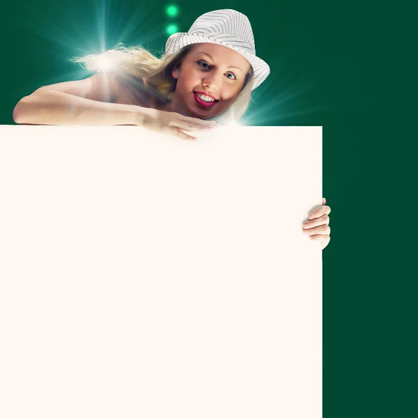 Naked girl with banner — Stock Photo, Image