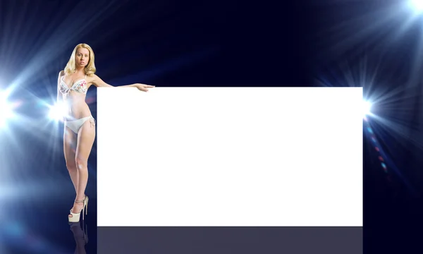 Chica con banner — Foto de Stock