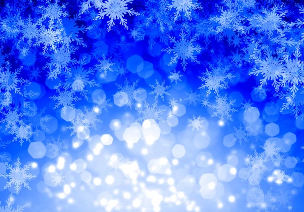 Fiocchi di neve su blu — Foto Stock