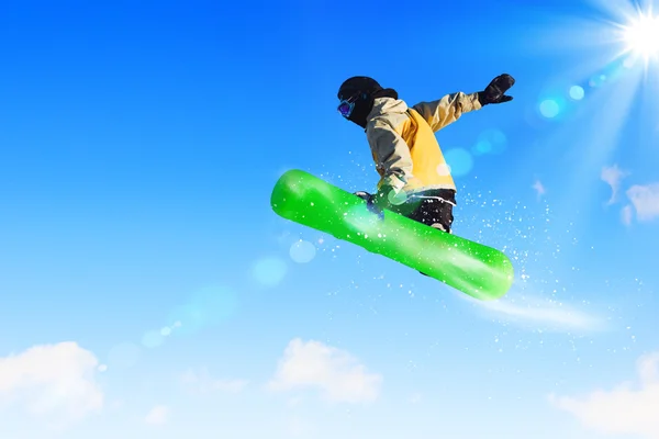 Snowboarding in mountains — Stock Photo, Image