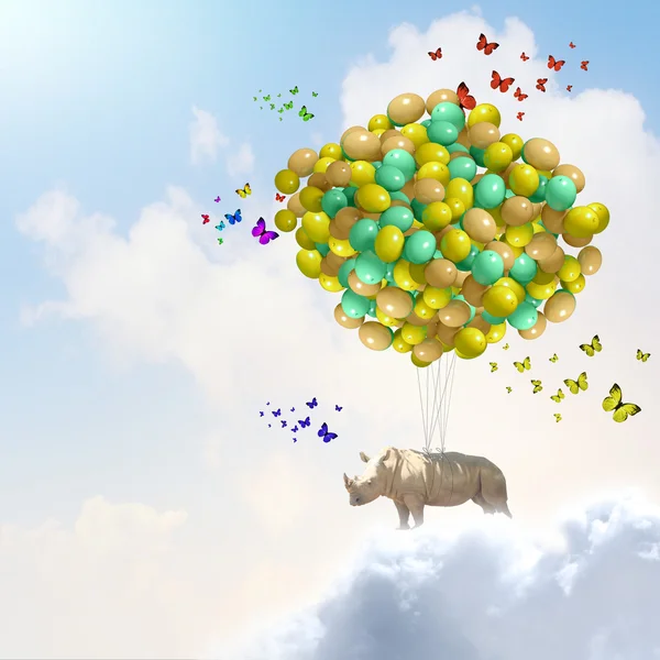 Flying rhino — Stock Photo, Image