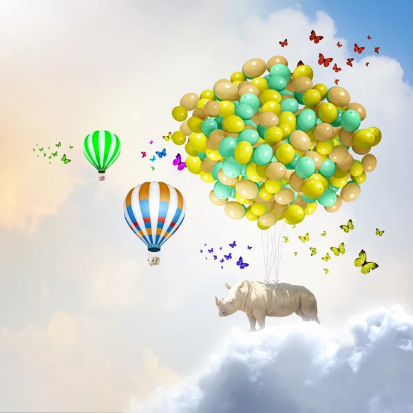 Flying rhino — Stock Photo, Image