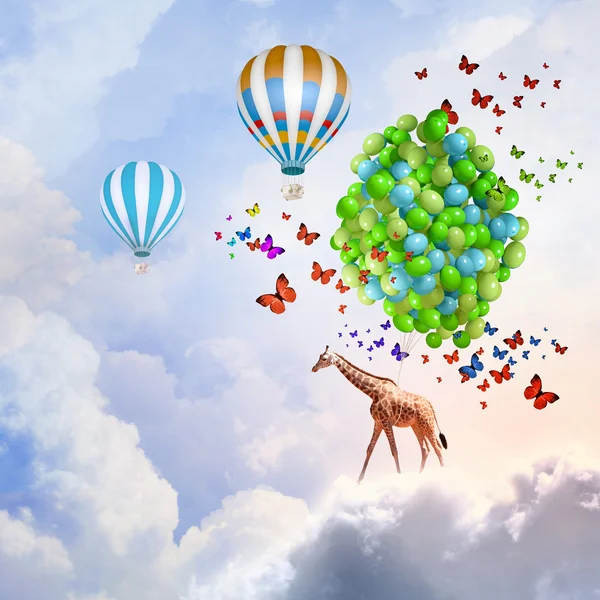 Flying giraffe — Stock Photo, Image