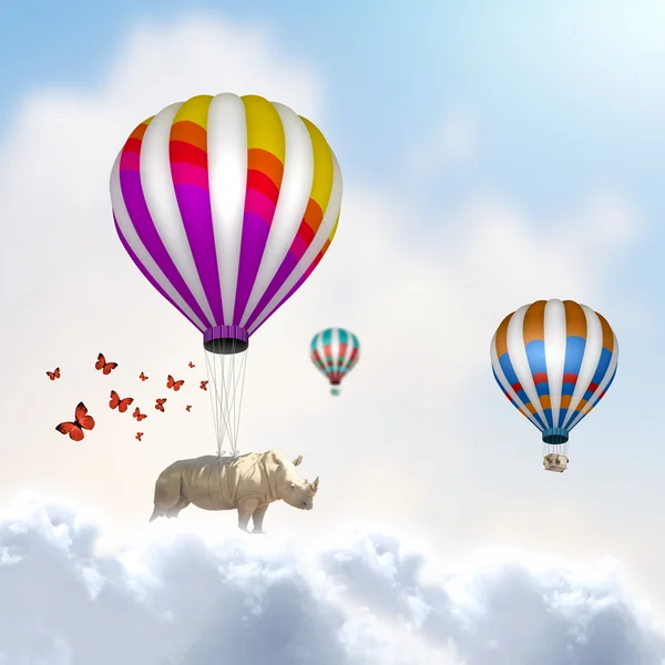 Flying rhino — Stock Photo, Image