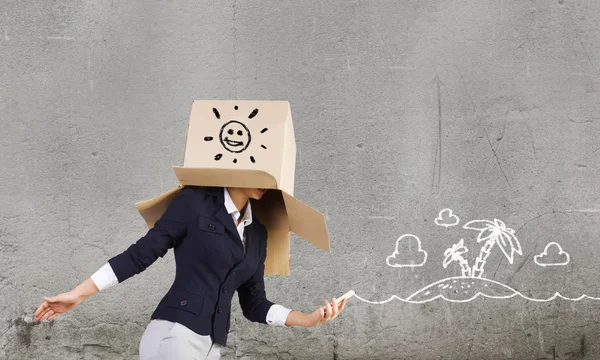 Woman with box — Stock Photo, Image