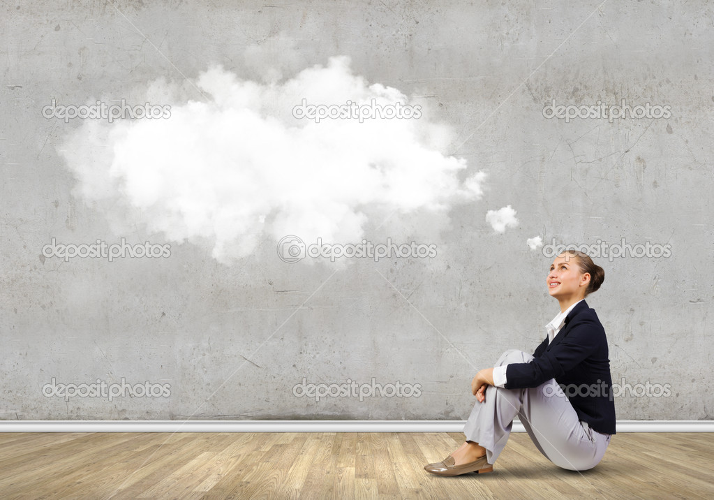 Businesswoman sitting on floor