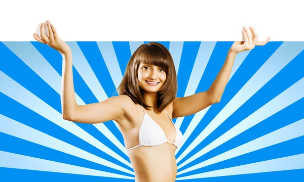 Girl with banner — Stock Photo, Image