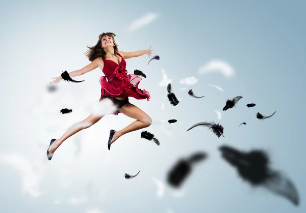 Jumping woman — Stock Photo, Image