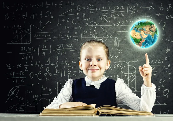 Girl on lesson with open book — Stock Photo, Image