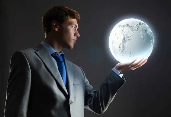 Man with moon — Stock Photo, Image