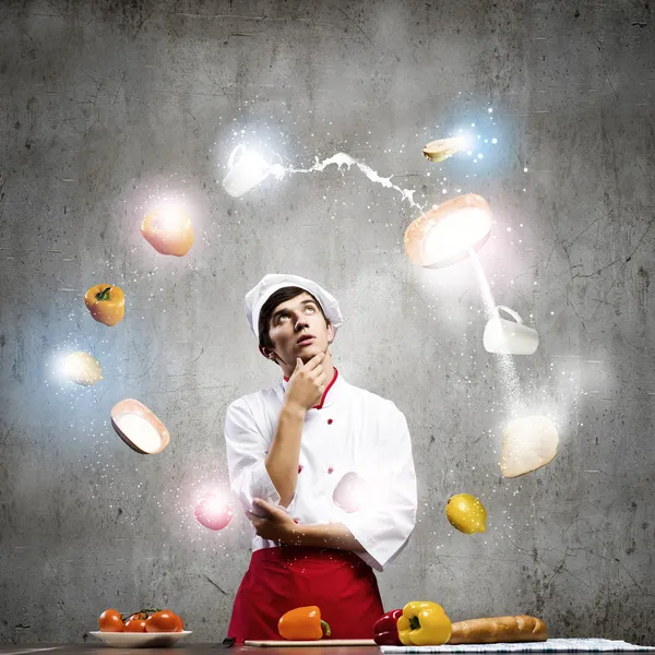 Cook at kitchen — Stock Photo, Image