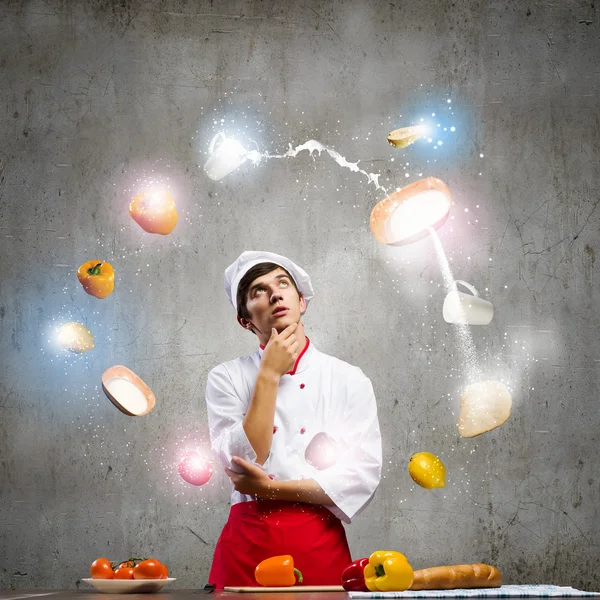 Cook at kitchen — Stock Photo, Image