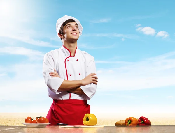 Cook at kitchen — Stock Photo, Image