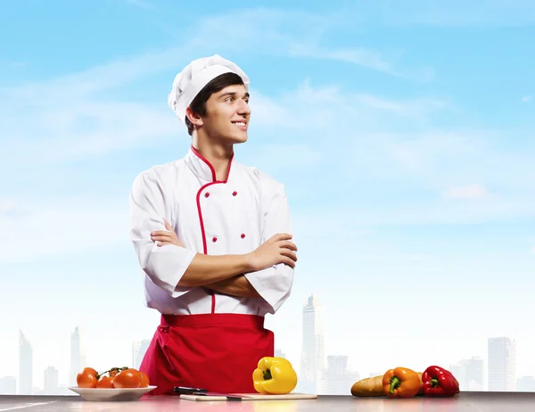 Cook at kitchen — Stock Photo, Image