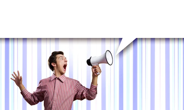 Guy with megaphone — Stock Photo, Image