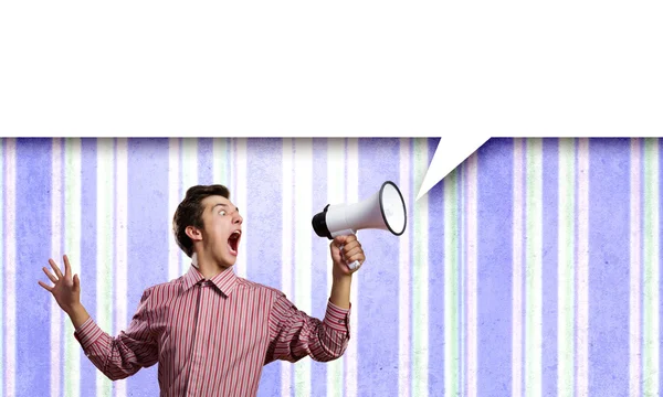 Guy with megaphone — Stock Photo, Image