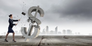 iş kadını kilitlenen taş dolar simgesi