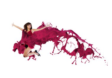 çekici bir kadın yüksek atlama