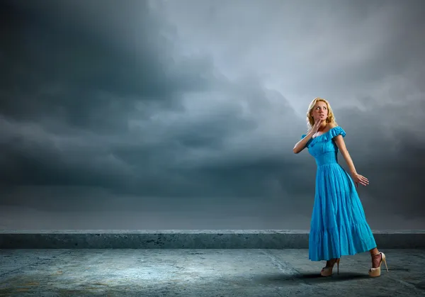 Lady in blue — Stock Photo, Image