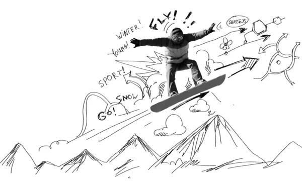 Snowboarding sketch — Stock Photo, Image