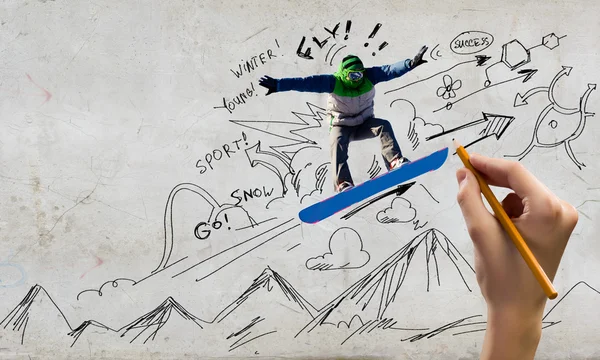 Snowboarding sketch — Stock Photo, Image