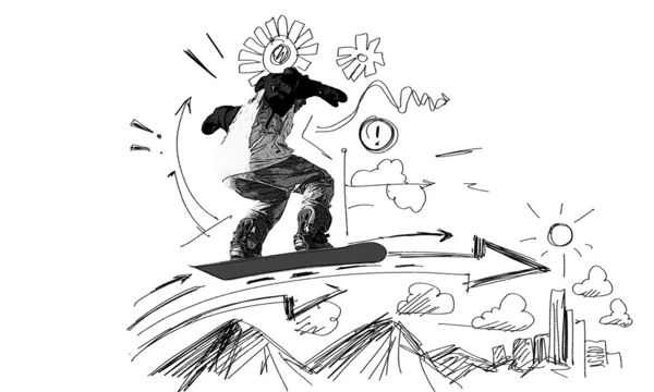Snowboard szkic — Zdjęcie stockowe