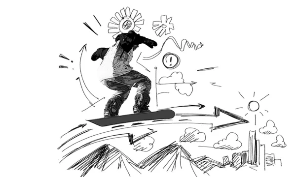 Snowboarding sketch — Stock Photo, Image