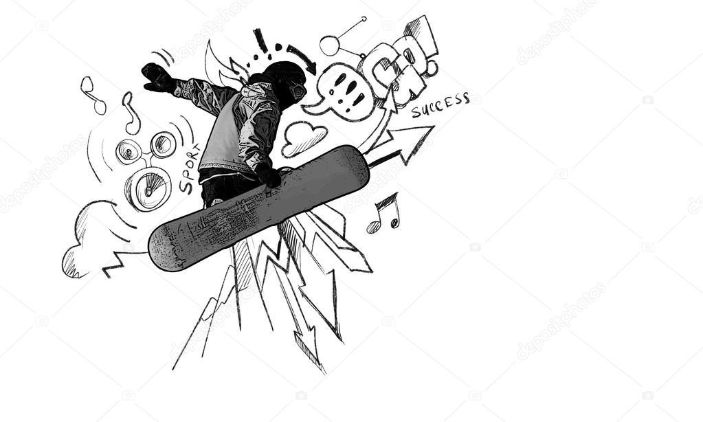 Snowboarding sketch