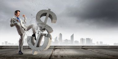 işadamı kırma taş dolar simgesi