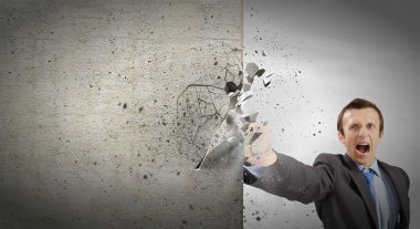 işadamı kırma taş duvar