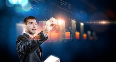 İş grafiği ve ticaret monitörü. Karışık ortam