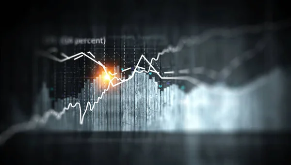 Gráfico de negocios y monitor de comercio. Medios mixtos — Foto de Stock